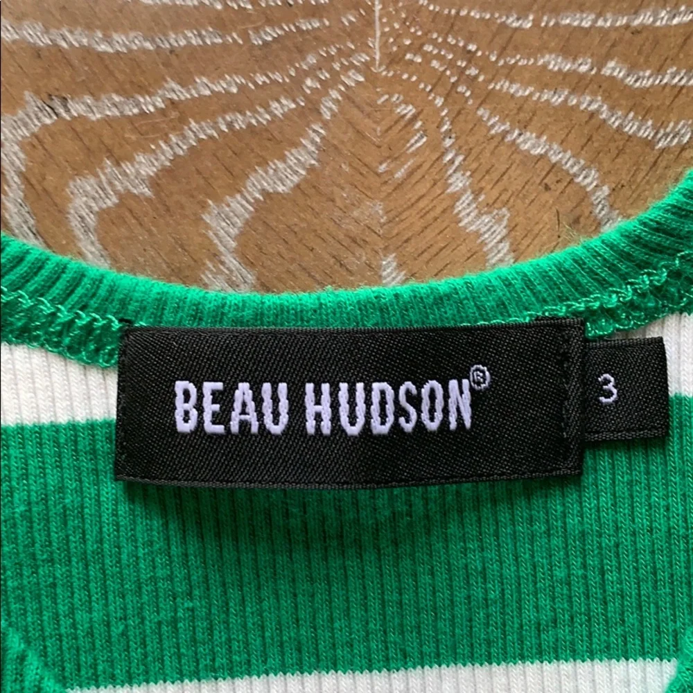 BEAU HUDSON Green/White Striped Toddler Tank Top 3